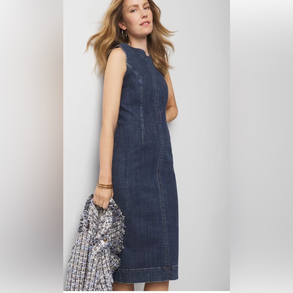 NWT WHBM Sleeveless Denim Sheath Midi Dress 6